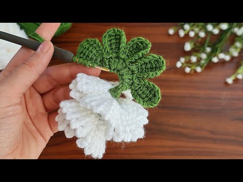 3D🌷💯Wow Amazing💯🌷Crochet tea rose with leaves Crochet flowers Knitting How to crochet a flower?