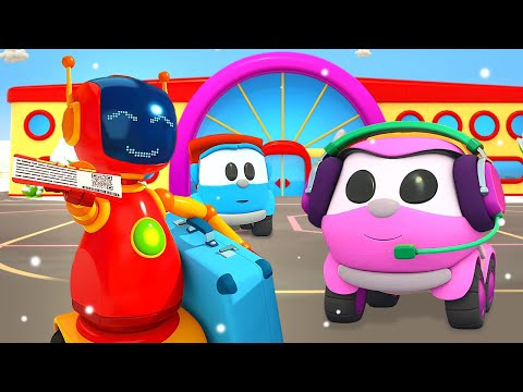 Leo the Truck and friends at the airport. Full episodes of Car cartoons for kids. Street vehicles.