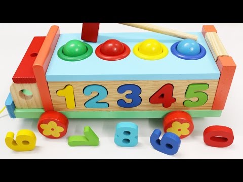 Wooden Truck Hammer Ball Toy, Number Sorting Toy