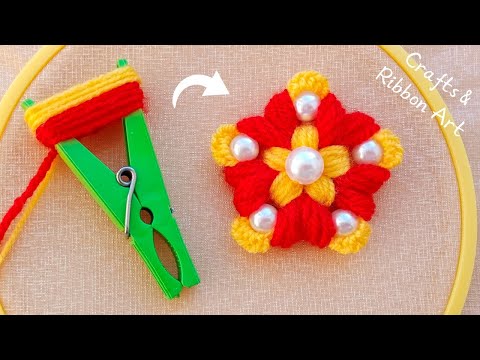 It's so Beautiful 💖🌟 Superb Flower Making Idea with Wool - Hand Embroidery Amazing Flower Design