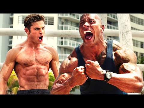 Zac Efron VS Dwayne Johnson in the Big Boys Competition | Baywatch | CLIP