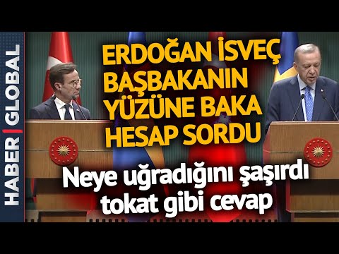 Erdoğan, İsve&ccedil; Başbakanın Y&uuml;z&uuml;ne Baka Baka S&ouml;yledi! İsve&ccedil;li Gazetecinin Ağzının Payını Verdi