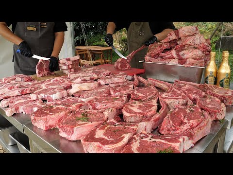 giant steak, amazing boiled butter steak - korean street food