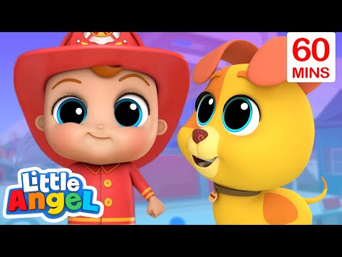 Baby John Wants To Be A Fireman | Little Angel - Bingo and Baby John | Nursery Rhymes and Kids Songs