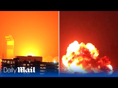 Moment Russia launches air attack on Kyiv causing huge fireball explosion