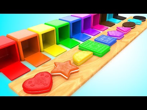 Shapes &amp; Colors for Children with Color Cream Biscuits Shapes 3D Kids Baby Learning Educational