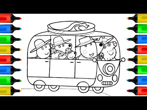 Peppa Pig Coloring Page.| Christmas with Kylie Kangaroo.| Wheels On The Bus - Song