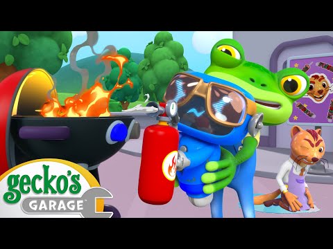 Watch Out Gecko! Fire at the Garage | Gecko's Garage | Trucks For Children | Cartoons For Kids