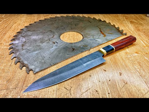 Making a Japanese Kitchen Knife from A Saw. DIY