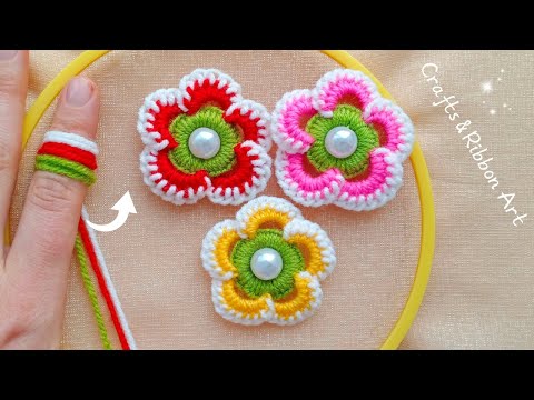 It's so Beautiful 💖🌟 Superb Flower Making Idea with Wool - Hand Embroidery Amazing Flower Design