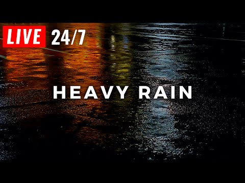 🔴 Heavy Rain on Road to Sleep Faster, Beat Insomnia, Block Noises, Study, Relax | Heavy Rain Sounds