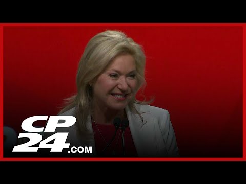 Bonnie Crombie speaks to the media following Liberal Leadership win