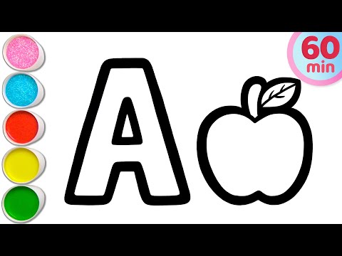 A to Z | A for Apple, B for Ball Drawing, Painting Coloring for Kids, Toddlers | Learn Alphabet 