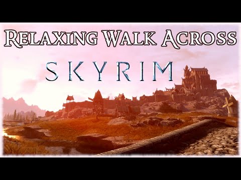 Relaxing Walk Across All of Skyrim - Ambient Music and Sounds in 4k