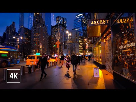 Relaxing Night Walk in NEW YORK CITY 🗽 8th Avenue, MANHATTAN Tour NYC