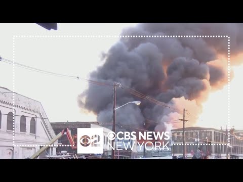 Elizabeth warehouse fire sends thick smoke into sky