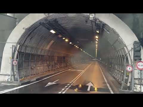 Crossing tunnel Montblanc from Italy to France with truck.