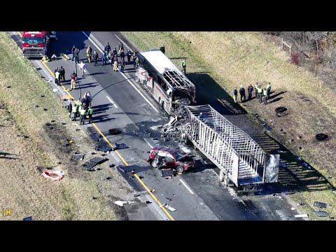 Ohio bus crash: At least 3 killed, 15 hospitalized after semi rear-ends charter bus on I-70