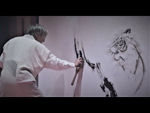 小林東雲　墨絵実演　Kobayashi Tohun Sumi-e  demonstration.