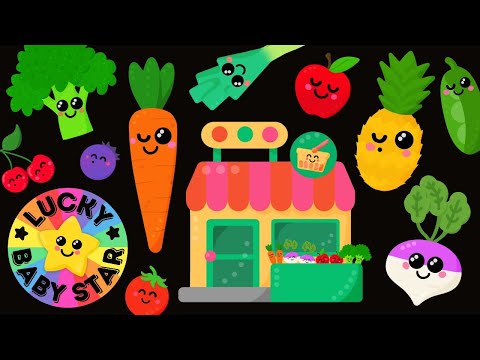 Dancing Fruit &amp; Veggies Baby Sensory Video Party at the Grocery Store by Lucky Baby Star! 🌟🥕🍎 🥦🍓