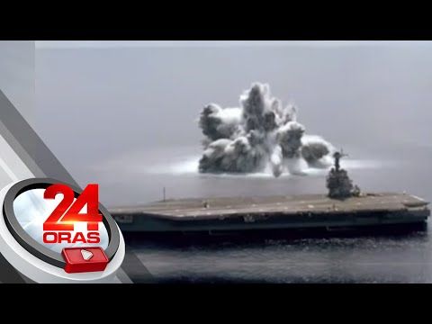 Pinakabagong aircraft carrier ng Amerika na USS Gerald R. Ford, sinabak sa explosion drill | 24 Oras