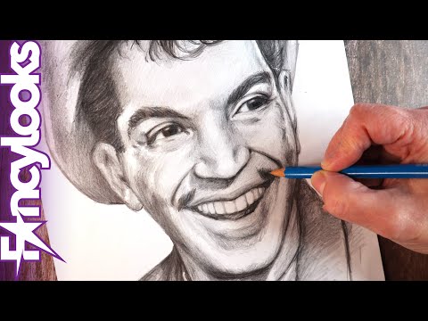 Cómo copiar retrato de hombre a lápiz-Cantinflas-paso a paso