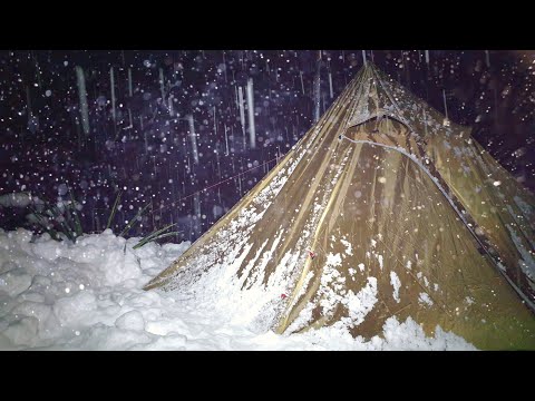 Winter Camping in a Hot Tent I Freezing Temperatures I Oven Pizza I 4K