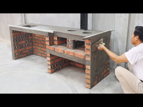 Building a wood stove from red bricks is amazing