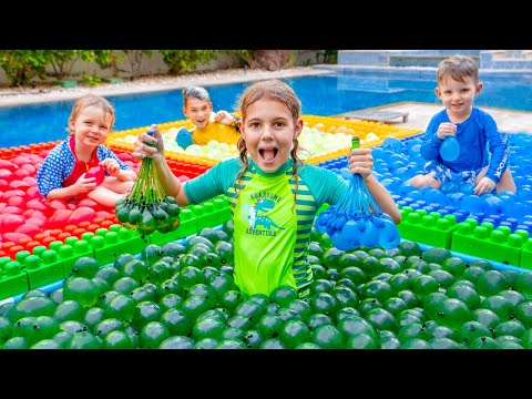 Five Kids Four Colors Water Balloons Challenge