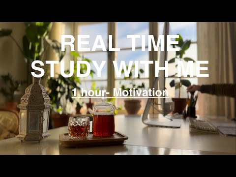 Real Time STUDY WITH ME (no music): 1h Productive, Motivation, Background noise, No break/Pomodoro