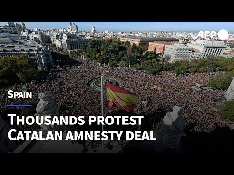 Thousands protest in Madrid against prime minister's Catalan amnesty deal | AFP