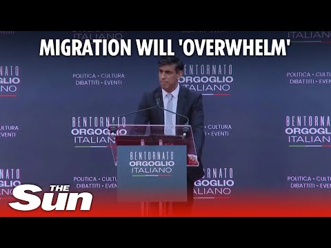 Failure to tackle illegal immigration will &lsquo;destroy&rsquo; British democracy, warns Sunak in Rome speech