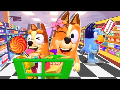 Bluey Goes to the Supermarket | Bluey Toys | Pretend Play with Bluey Toys