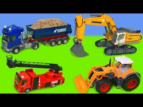 Excavator, Fire Truck, Police Cars, Garbage Trucks, Tractor Toy Vehicles for Kids