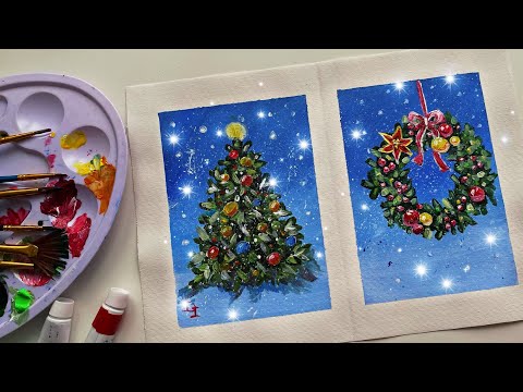 Draw the picture: Christmas wreath. Part 2