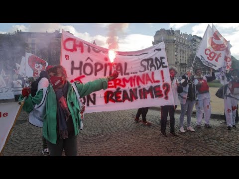 Gesundheitspersonal in Frankreich demonstriert gegen aktuelle Gesundheitspolitik