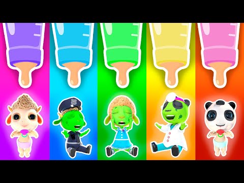 Which Bottle Milk of Baby Panda? Fun Playtime with Colorful Doors! Stories for Kids About Emojis