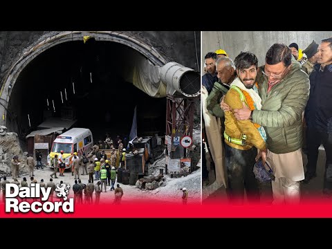 Indian rescuers pull out all 41 workers who were trapped in tunnel for 17 days