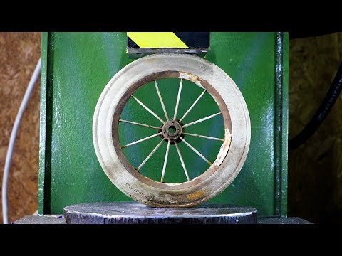 Epic Hydraulic Press Crushes Vintage Wheel! 🔥 Unbelievable Destruction from the Past!