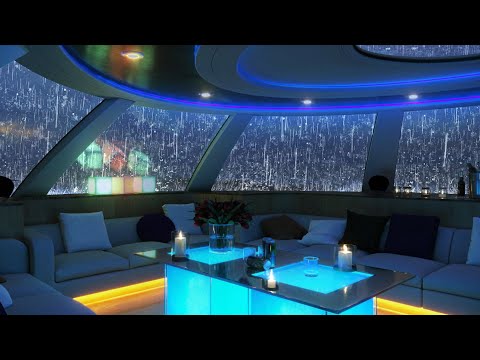 Rain sound on a Yacht on a stormy night | Rain on Glass | Rough Waves