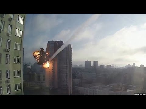 Residential Tower In Kyiv Hit By Missile Strike