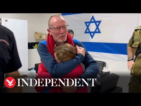 Watch Emily Hand's emotional reunion with father after release from Gaza