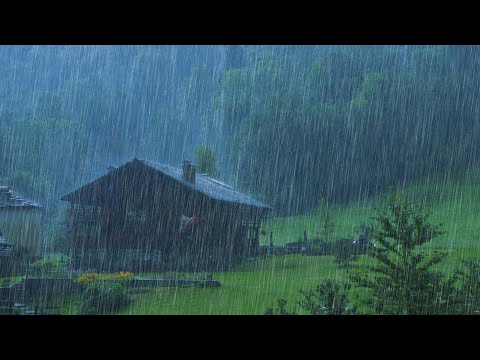 Rain Sounds for Sleeping - Sound of Heavy Rainstorm &amp; Thunder in the Misty Forest At Night