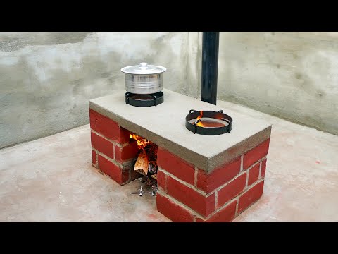 Awesome Dual Burner Smoke Free Bricks Stove Making