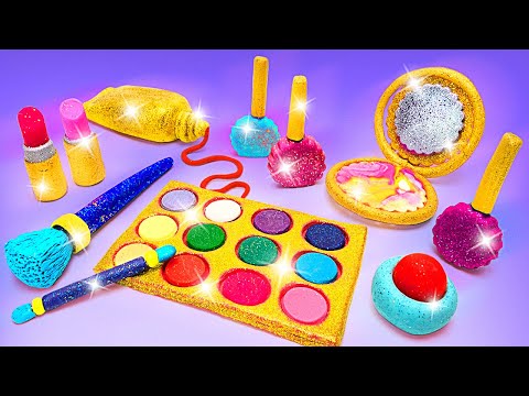 EASY! DIY Shiny Makeup Set - Craft Fun with Colorful Glitter Clay💄 💅