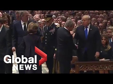 Bush funeral: George W. Bush greets Trump, former presidents