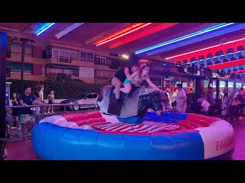 Mechanical bull riding highlights tonight in benidorm spain