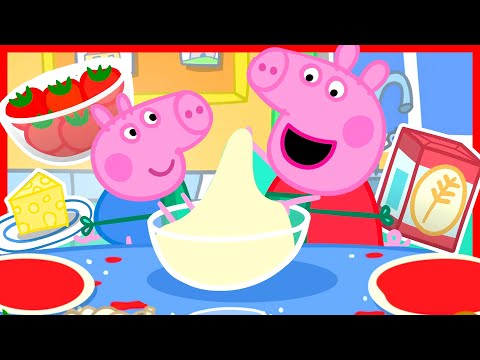 Peppa Pig Makes Pizza For Lunch