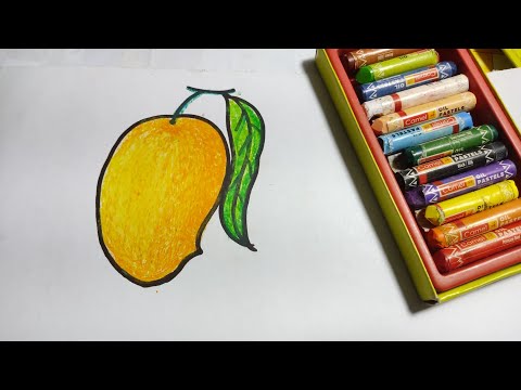 How to draw a mango 🥭|| Easy drawing for kids||Mango drawing with Oil pastel colours|| 