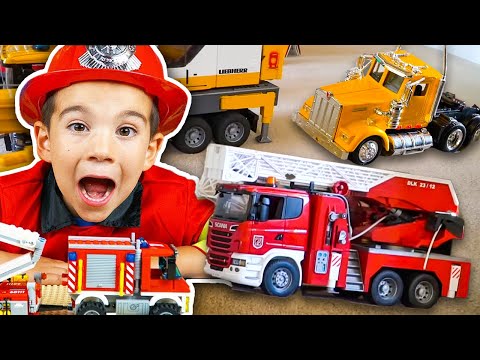 Cops &amp; Firefighter Costume Pretend Play! | Fire Trucks &amp; Emergency Vehicles for Kids | JackJackPlays